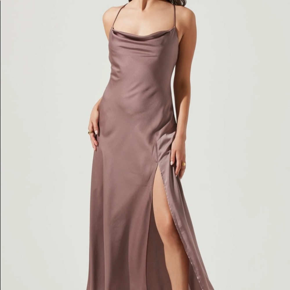 ASTR The Label PALISADES COWL MAXI DRESS Pewter Size M